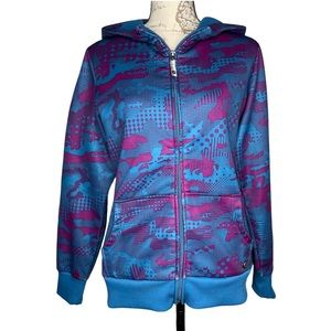 Burton snowboard hoodie sweatshirt blue purple digi camo pattern medium